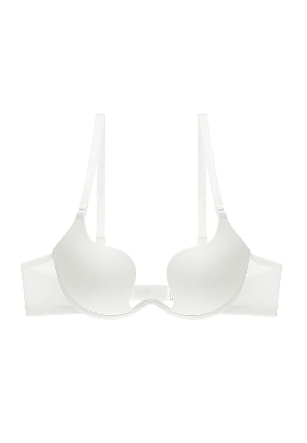 Intica - Biustonosz do dekoltów z dyskretnym wykończeniem i wsparciem Aricijana. Kolor: biały. Materiał: materiał, skóra