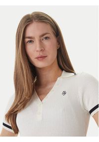 Guess Jeans Polo W6GRZ1 Z3P32 Kremowy Slim Fit. Typ kołnierza: polo. Kolor: kremowy. Materiał: wiskoza #4