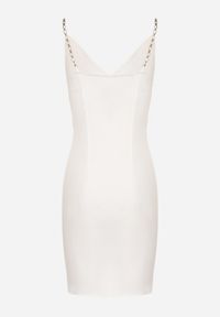 Born2be - Biała Sukienka Mini na Ozdobnych Ramiączkach z Asymetrycznym Dołem Maffah. Okazja: na randkę, na ślub cywilny, na wesele. Kolor: biały. Długość rękawa: na ramiączkach. Typ sukienki: asymetryczne. Długość: mini #5