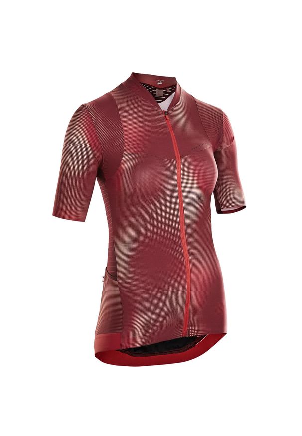 VAN RYSEL - Koszulka rowerowa damska Van Rysel RCR. Kolor: czerwony. Materiał: mesh, materiał, elastan, tkanina, poliester, poliamid