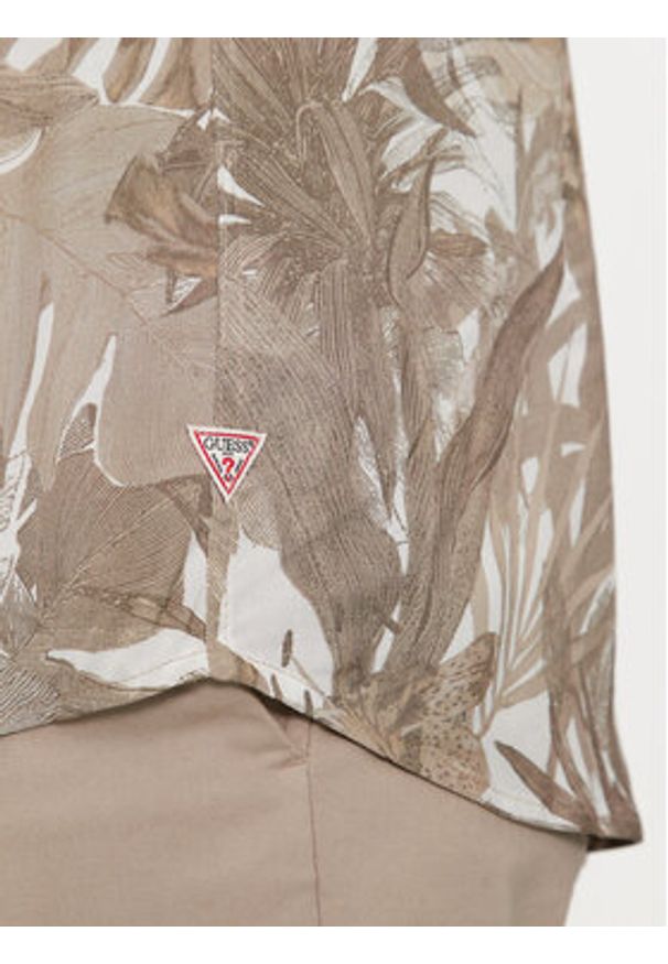 Guess Koszula M4GH76 WD4Z2 Beżowy Slim Fit. Kolor: beżowy. Materiał: wiskoza