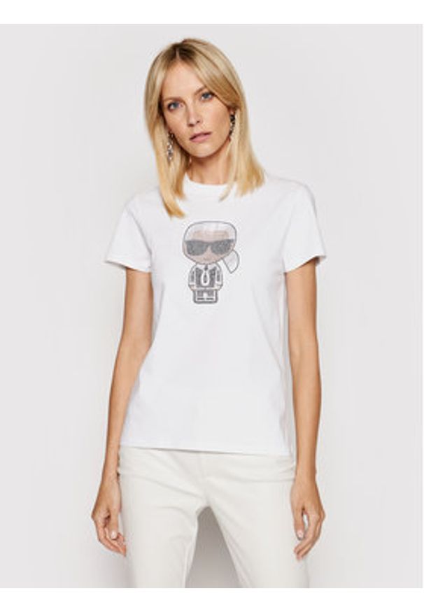 Karl Lagerfeld - T-Shirt KARL LAGERFELD. Typ kołnierza: dekolt w karo. Kolor: biały