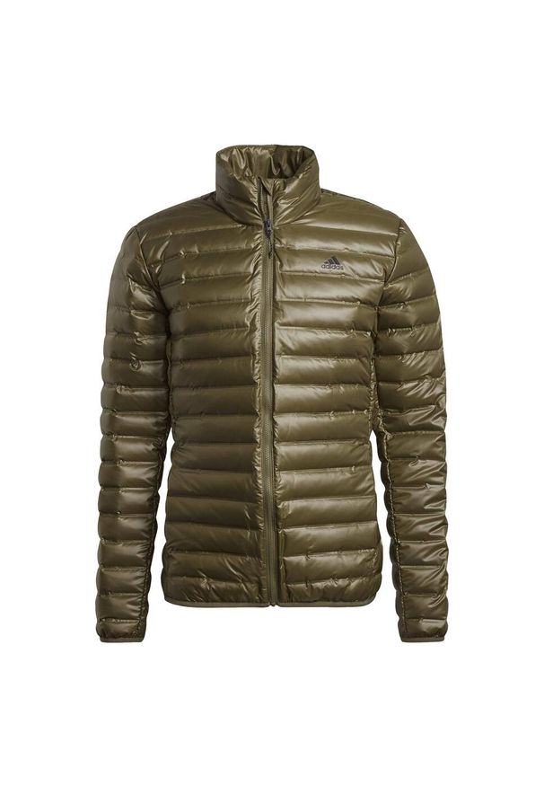 Adidas - Kurtka adidas Varilite, Mężczyźni. Kolor: zielony. Materiał: puch, poliester, materiał. Sport: turystyka piesza