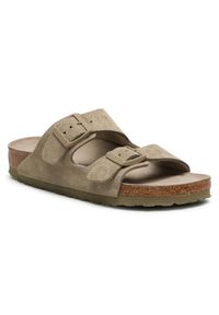 Birkenstock Klapki Arizona BS 1019088 Zielony. Kolor: zielony. Materiał: welur, skóra