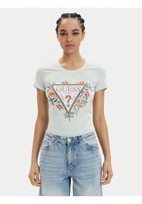 Guess T-Shirt W4GI24 J1314 Błękitny Slim Fit. Kolor: niebieski. Materiał: bawełna