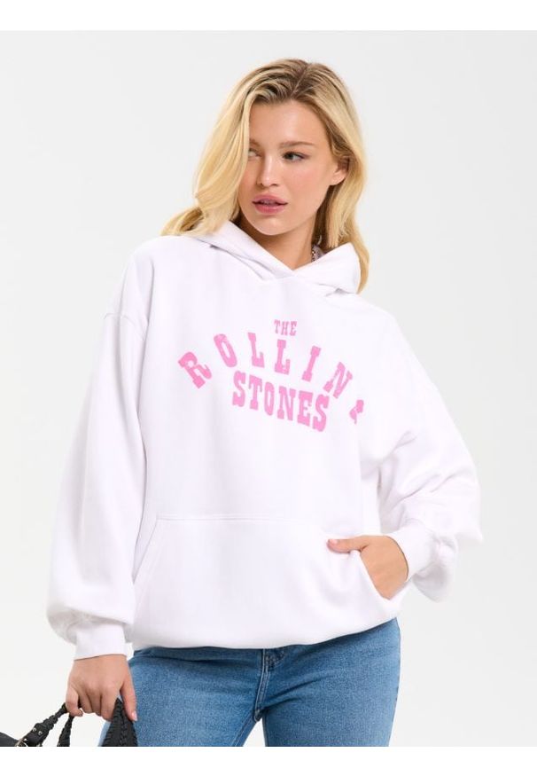 Sinsay - Bluza z nadrukiem The Rolling Stones - kremowy. Kolor: kremowy. Wzór: nadruk