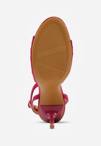 Born2be - Różowe Sandały na Szpilce VICES z Marszczeniem i Metaliczną Aplikacją Nemenoe. Okazja: na wesele, na co dzień, na ślub cywilny. Zapięcie: pasek. Kolor: różowy. Wzór: aplikacja. Obcas: na szpilce. Styl: casual, klasyczny, elegancki #6