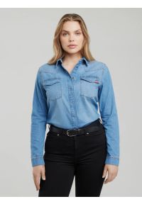 Big-Star - Koszula damska jeansowa slim niebieska Norra 236. Okazja: na co dzień. Kolor: niebieski. Materiał: jeans. Styl: casual, elegancki #3