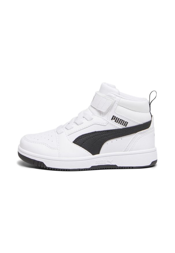 Puma - Dziecięce sneakersy Rebound V6 Mid PUMA White Black. Kolor: biały, wielokolorowy, czarny
