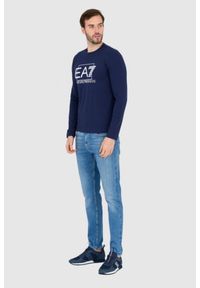 EA7 Emporio Armani - EA7 Granatowy męski bawełniany longsleeve, Rozmiar S. Kolor: niebieski. Materiał: bawełna. Długość rękawa: długi rękaw. Długość: długie #4