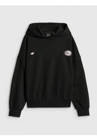4f - 4F Bluza dresowa oversize z kapturem damska - czarna S. Okazja: na co dzień. Typ kołnierza: kaptur. Kolor: czarny. Materiał: dresówka. Długość: długie. Styl: sportowy, casual #1