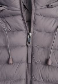 Born2be - Szara Klasyczna Kurtka Przejściowa z Pikowaniem i Odpinanym Kapturem Pretiella. Okazja: na spacer, na co dzień. Kolor: szary. Materiał: jeans, nylon. Styl: klasyczny #8