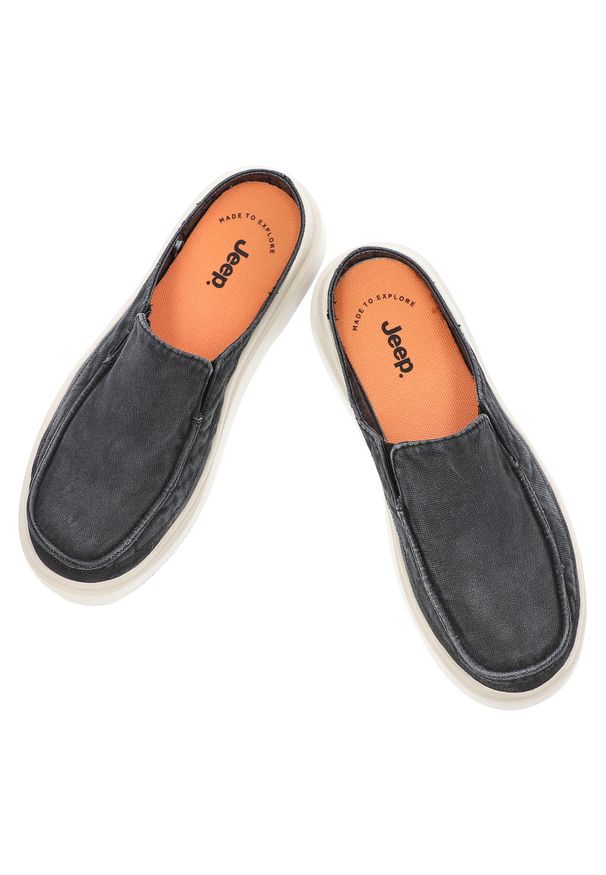 Czarne Klapki Jeep Stylowe Obuwie Damskie. Okazja: na co dzień. Kolor: czarny. Materiał: materiał. Sezon: lato. Obcas: na platformie. Styl: elegancki