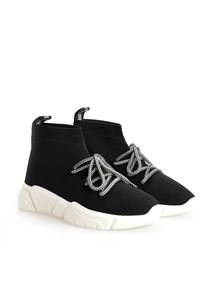 Love Moschino Sneakersy | JA15143G1BIQ | Kobieta | Czarny. Nosek buta: okrągły. Zapięcie: bez zapięcia. Kolor: czarny. Materiał: tkanina. Wzór: aplikacja #1