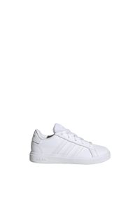 Buty do chodzenia dla dzieci Adidas Grand Court Lifestyle Tennis Lace-Up. Kolor: wielokolorowy, szary, biały. Materiał: materiał. Sport: turystyka piesza