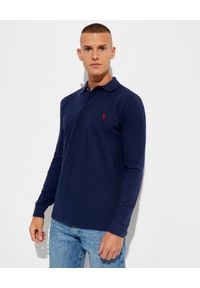 Ralph Lauren - RALPH LAUREN - Granatowa koszulka polo z długim rękawem. Typ kołnierza: polo. Kolor: niebieski. Długość rękawa: długi rękaw. Długość: długie. Wzór: haft #1