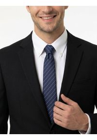 Elegancki Krawat Chattier - Granatowy w Prążek. Kolor: niebieski. Materiał: tkanina. Wzór: prążki. Styl: elegancki #3