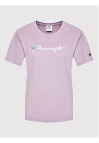 Champion T-Shirt Big Script Logo 115351 Fioletowy Boxy Fit. Kolor: fioletowy. Materiał: bawełna #5