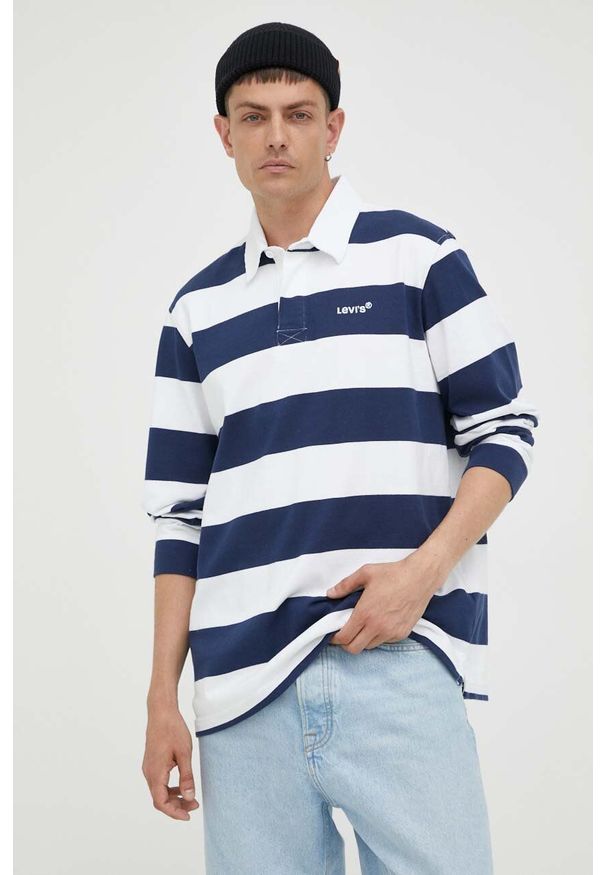 Levi's® - Levi's longsleeve bawełniany kolor biały wzorzysty. Okazja: na spotkanie biznesowe. Kolor: biały. Materiał: bawełna. Długość rękawa: długi rękaw. Długość: krótkie. Wzór: aplikacja. Styl: biznesowy