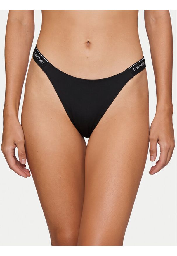 Calvin Klein Swimwear Dół od bikini LV00Q61206 Czarny. Kolor: czarny. Materiał: syntetyk