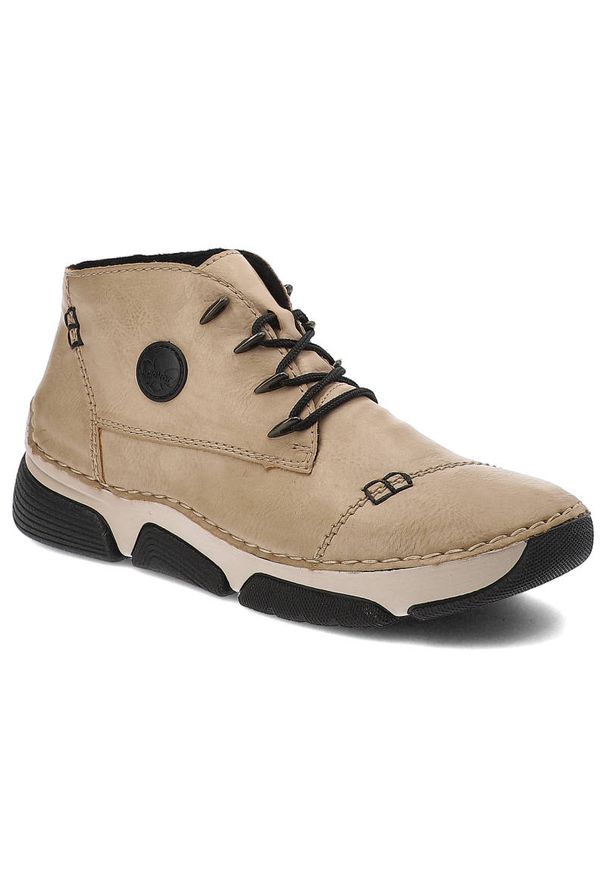 Beżowe Botki Rieker Damskie Eleganckie Obuwie Na Jesień. Okazja: na co dzień. Kolor: beżowy. Materiał: syntetyk, materiał. Sezon: jesień. Styl: elegancki