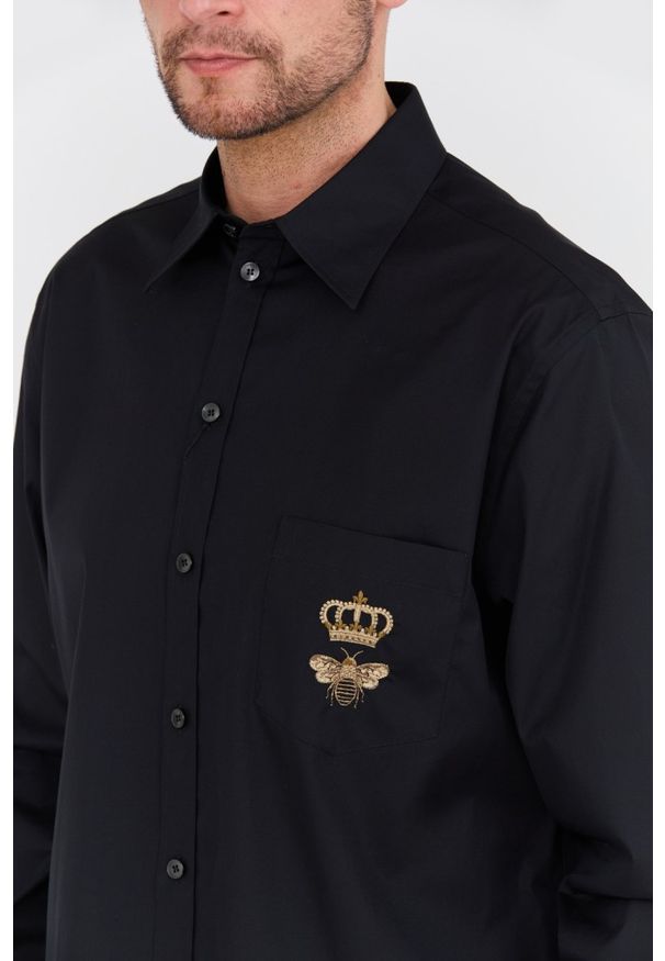 Dolce and Gabbana - DOLCE & GABBANA Czarna męska koszula, Rozmiar 43. Kolor: czarny