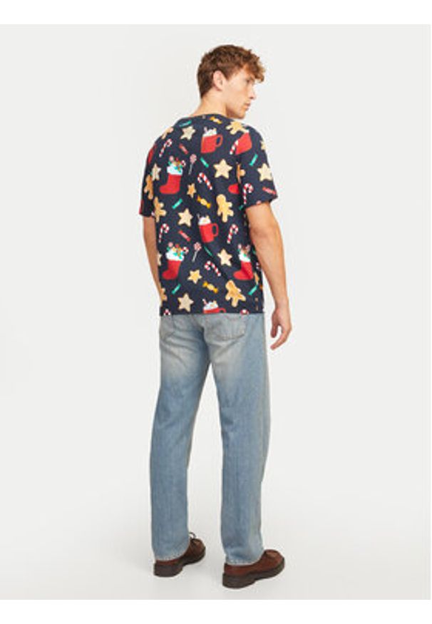 Jack & Jones T-Shirt Xmas Merry 12265399 Granatowy Standard Fit. Kolor: niebieski. Materiał: bawełna
