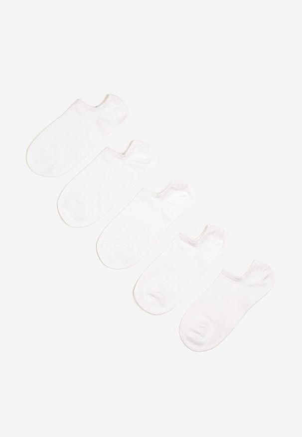 Born2be - Białe Skarpety 5-Pack Krótkie z Bawełny Kololia. Kolor: biały. Materiał: bawełna