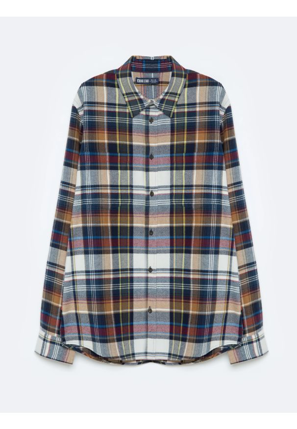 Big-Star - Koszula męska flanelowa w kratę beżowa Fileso 801. Okazja: na co dzień. Kolor: beżowy. Materiał: jeans, bawełna. Sezon: jesień. Styl: elegancki, casual, klasyczny