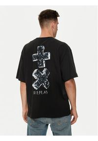 Replay T-Shirt MMG351.000.23454 Czarny Oversize. Kolor: czarny. Materiał: bawełna