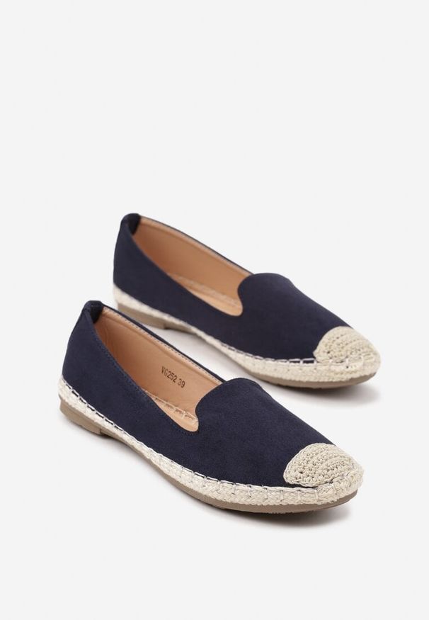 Born2be - Granatowe Espadryle Ozdobione Plecionką Tiaziane. Okazja: na co dzień, na imprezę, na spacer. Kolor: niebieski. Wzór: aplikacja. Sezon: lato. Styl: klasyczny, elegancki, casual