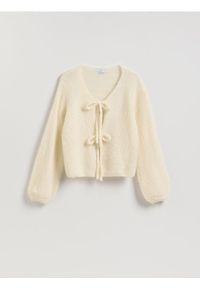 Reserved - Kardigan z wełną alpaki - złamana biel. Materiał: wełna #1