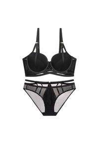 Intica - Biustonosz push-up z figami na co dzień i specjalne okazje Priscella. Kolor: czarny. Materiał: materiał, skóra #1