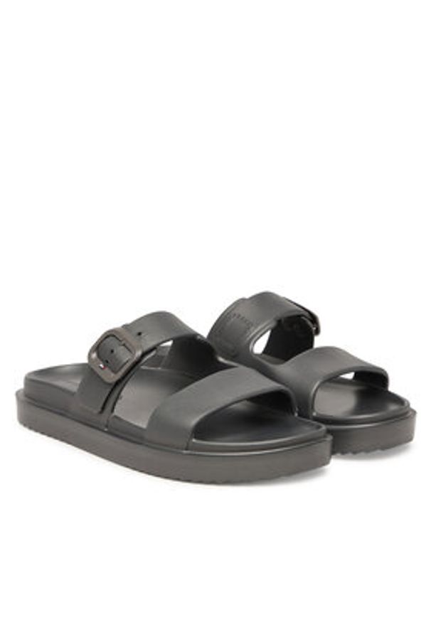 TOMMY HILFIGER - Tommy Hilfiger Klapki Double Strap FW0FW09114 Szary. Kolor: szary. Materiał: syntetyk