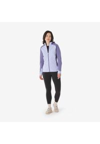 quechua - Polar turystyczny damski Quechua MH500 light zamek. Typ kołnierza: kołnierzyk stójkowy. Kolor: fioletowy. Materiał: polar. Długość rękawa: długi rękaw. Długość: długie. Sport: turystyka piesza