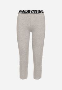Born2be - Szare Bawełniane Legginsy o Długości 3/4 z Niskim Stanem i Lampasem Obessina. Okazja: na co dzień, na spacer. Stan: obniżony. Kolor: szary. Materiał: bawełna. Styl: casual #5