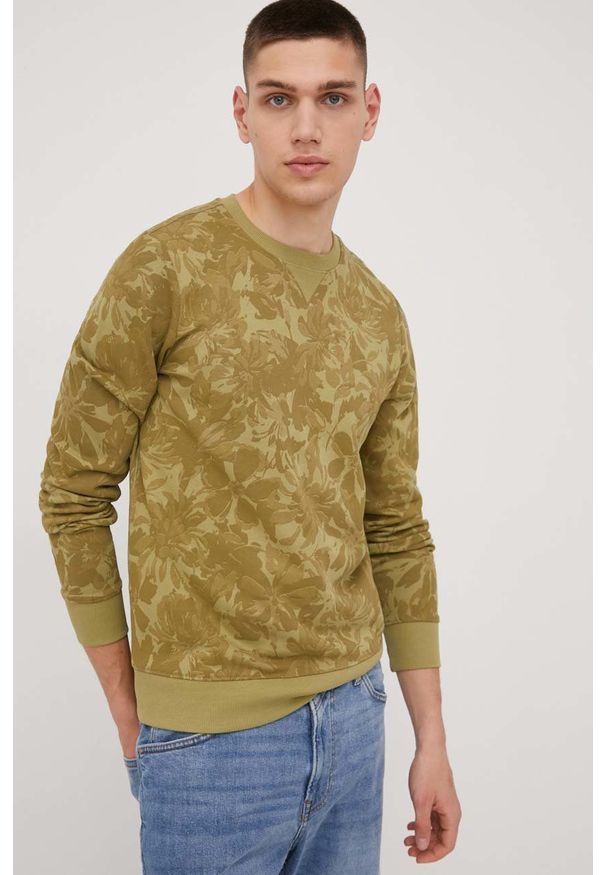 Tom Tailor bluza bawełniana męska kolor zielony wzorzysta. Okazja: na co dzień. Kolor: zielony. Materiał: bawełna. Styl: casual
