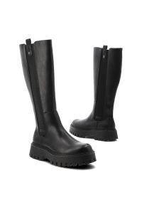 Big-Star - Czarne Kozaki Big Star Ocieplane Obuwie Damskie. Okazja: na co dzień. Wysokość cholewki: przed kolano. Kolor: czarny. Materiał: materiał. Szerokość cholewki: normalna. Sezon: zima, jesień. Styl: klasyczny, casual, elegancki #2