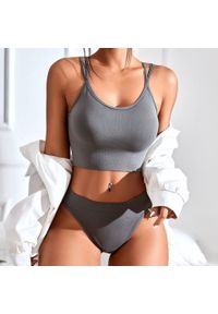 Intica - Komplet sportowy z elastycznego materiału na trening i co dzień Gwenna. Kolor: szary. Materiał: materiał #1