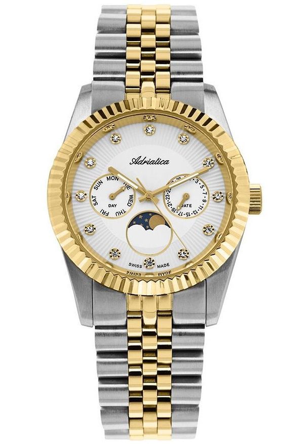 Zegarek damski Adriatica A3809.2143QF CYRKONIE srebrny. Kolor: srebrny