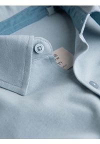Ombre Clothing - Koszula męska dzianinowa z długim rękawem - niebieska V3 - Rozmiar: XL. Kolor: niebieski. Materiał: dzianina. Długość rękawa: długi rękaw. Długość: długie. Wzór: kropki #8
