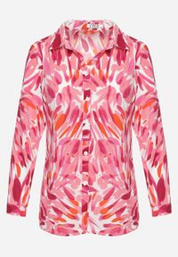 Born2be - Różowa Koszula Ozdobiona Abstrakcyjnym Printem Sivello. Kolor: różowy. Wzór: nadruk, aplikacja #5