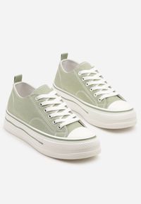 Born2be - Jasnozielone Klasyczne Trampki na Grubej Podeszwie Natileva. Okazja: na co dzień. Kolor: zielony. Materiał: jeans. Szerokość cholewki: normalna. Styl: klasyczny #5