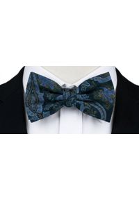 Mucha Męska z Poszetką - Chattier - Odcienie Granatu, Orientalny Wzór. Kolor: niebieski. Styl: elegancki, sportowy #4