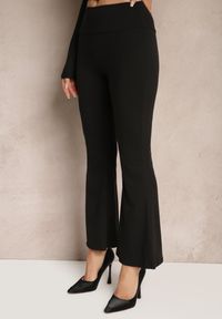 Renee - Czarne Spodnie Dzwony High Waist z Elastycznego Materiału Ilanessa. Okazja: na co dzień. Stan: podwyższony. Kolor: czarny. Materiał: materiał. Styl: casual, retro, elegancki #4