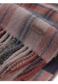 Ombre Clothing - Szalik męski w szkocką kratę z frędzlami – brązowo-ceglasty V2. Okazja: na co dzień. Kolor: brązowy. Materiał: wiskoza, tkanina, poliester, materiał. Styl: casual #3