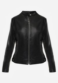 Renee - Czarna Taliowana Kurtka Ramoneska z Suwakami przy Mankietach Vivalea. Okazja: na co dzień. Kolor: czarny. Materiał: poliester, jeans, koronka. Styl: casual, rockowy #5