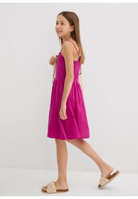 bonprix - Sukienka na ramiączkach z przewiewnego muślinu. Kolor: fioletowy. Długość rękawa: na ramiączkach #3