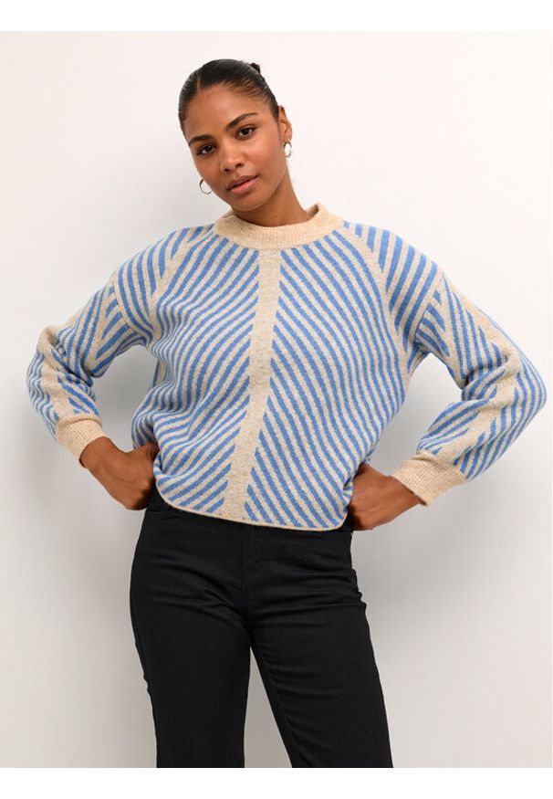 Kaffe Sweter Vera 10507817 Beżowy Regular Fit. Kolor: beżowy. Materiał: syntetyk