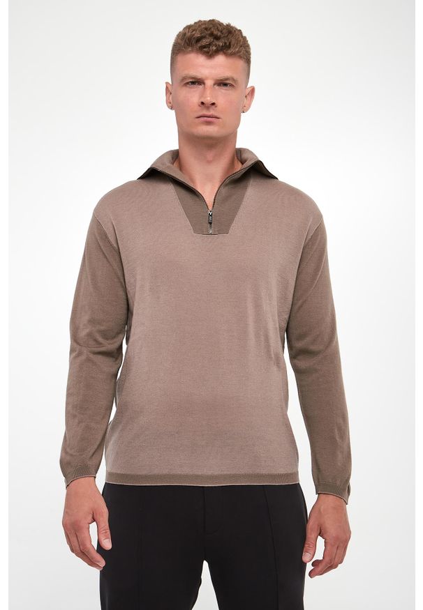Emporio Armani - Golf męski wełniany EMPORIO ARMANI. Typ kołnierza: golf. Materiał: wełna